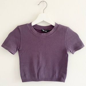 Zara Purple Ribbed Crop Top